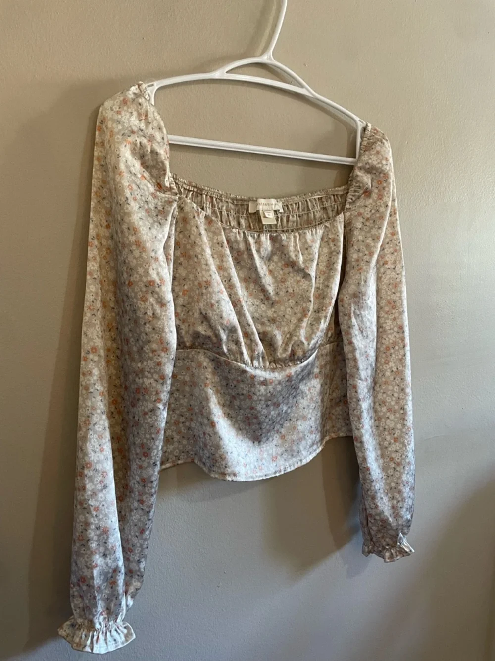 Monteau Los Angeles Cream Floral Smocked Square-Neck Blouse – Size XL EUC - Picture 3 of 16